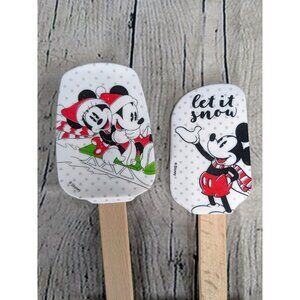 Disney Mickey & Minnie Let It Snow Silicone Spatula & Spoon Set Holiday Kitchen